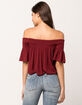 PATRONS OF PEACE Smocked Womens Off The Shoulder Top image number 3