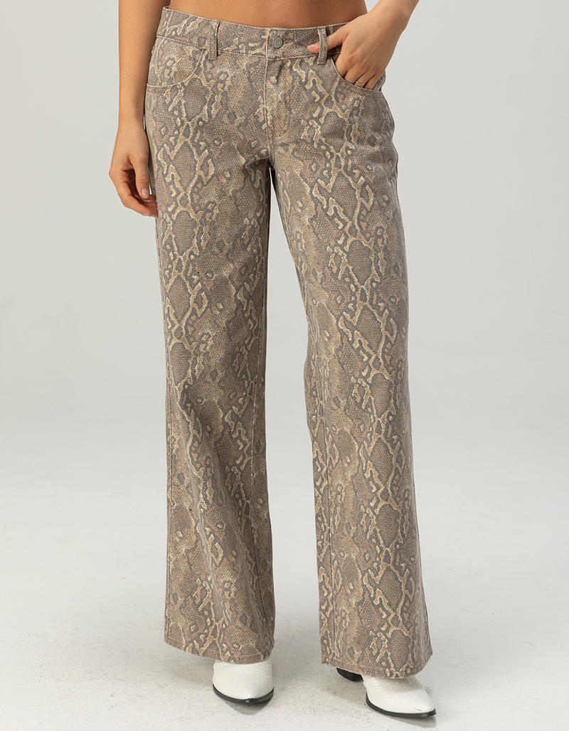 WEST OF MELROSE Snake Low Rise Womens Baggy Jeans - TAN