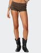 EDIKTED Leopard Printed Micro Denim Shorts image number 1