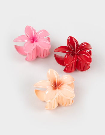FULL TILT 3 Pack Hibiscus Floral Claw Clips Primary Image
