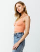 DESTINED Ribbed Empire Waist Coral Womens Crop Tank Top image number 2