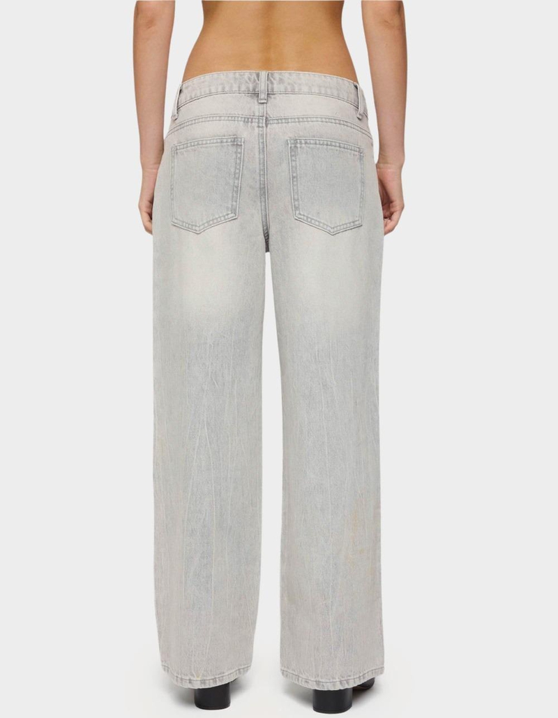 EDIKTED Petite Magda Low Rise Acid Wash Jeans image number 2