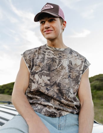 RSQ Mens Washed Cropped Muscle Tee Primary Image