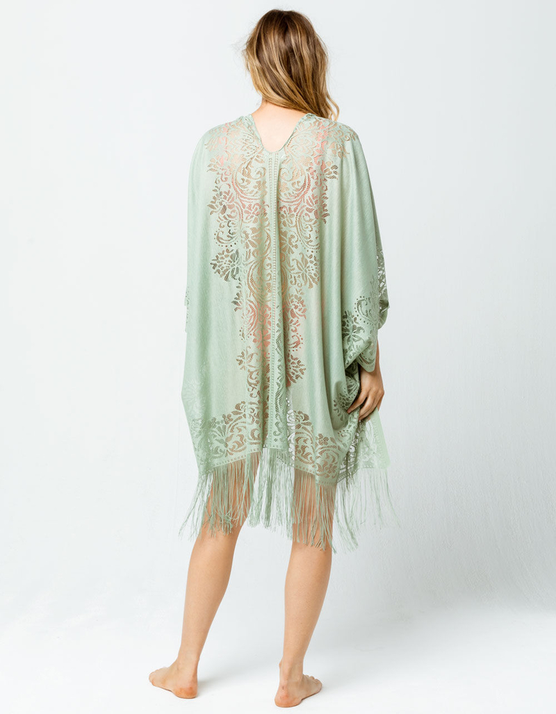 DO EVERYTHING IN LOVE Lace Olive Womens Kimono image number 2