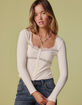 RSQ Womens Button Front Lace Trim Top image number 1