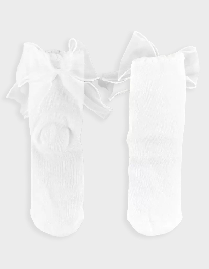 MEMOI Flowing Ribbon Back Scalloped Edge Womens Crew Socks image number 2