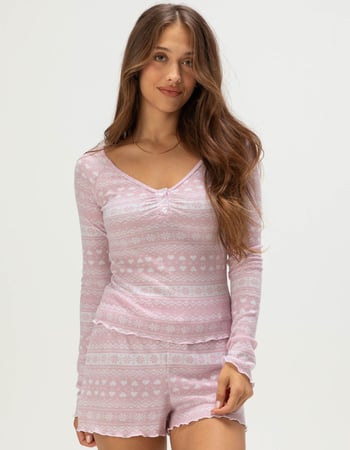 FULL TILT Womens Long Sleeve Thermal Henley Top Primary Image