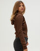 LOVE TREE Womens Zip-Up Hooded Cable Knit Sweater image number 3