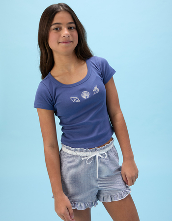 FULL TILT Girls Stripe Ruffle Shorts Primary Image