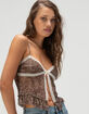 FULL TILT Lace Trim Womens Flyaway Top image number 3