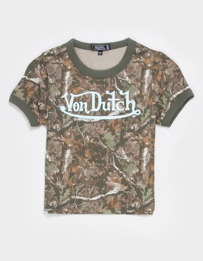 VON DUTCH Girls Camo Ringer Tee image number 0
