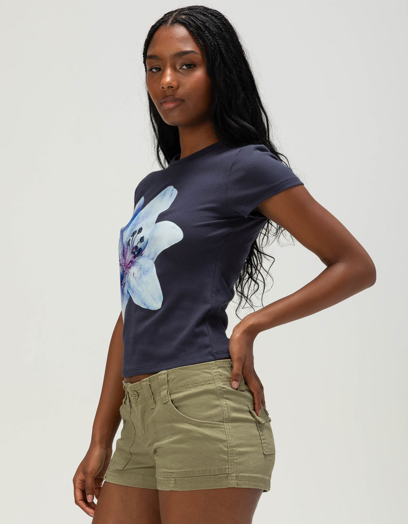FULL TILT Beaded Flower Womens Baby Tee image number 2