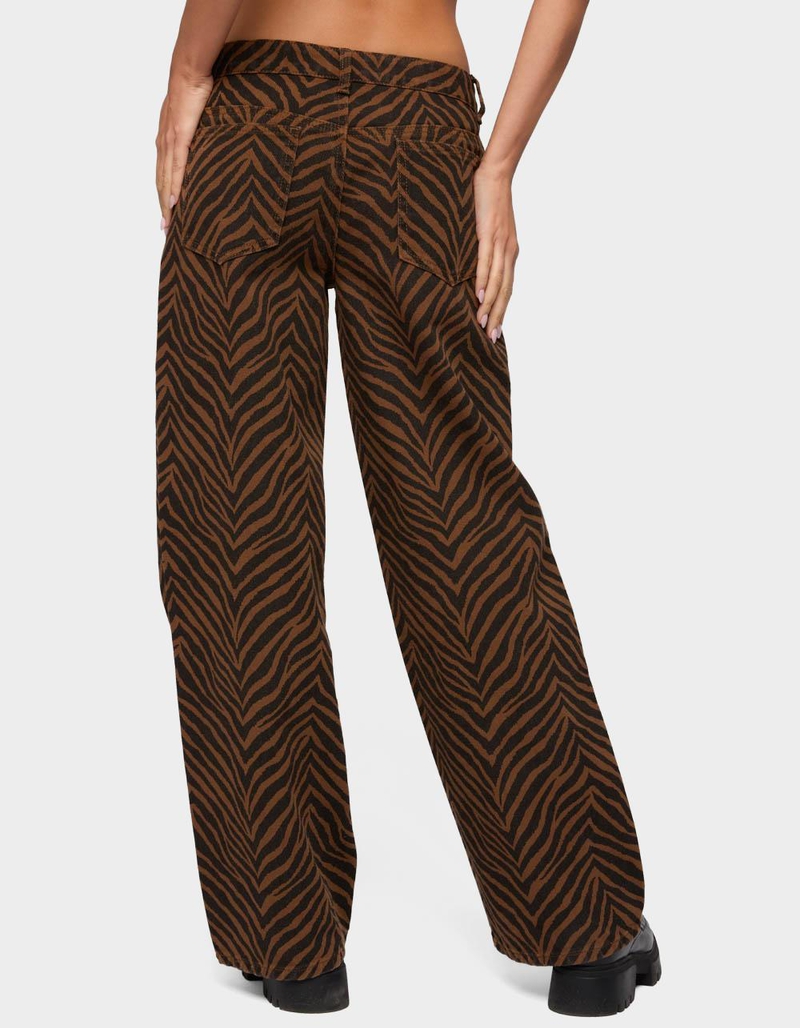 EDIKTED Zebra Print Low Rise Baggy Jeans image number 2