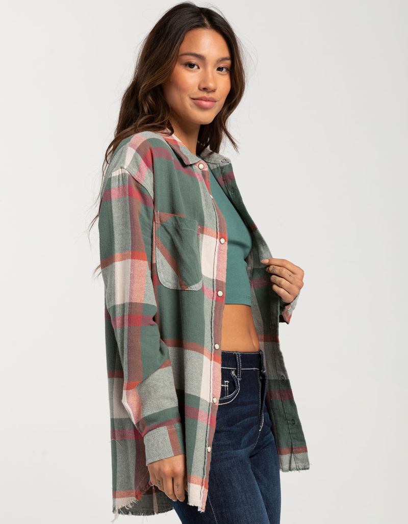 RSQ Womens Raw Edge Flannel image number 1
