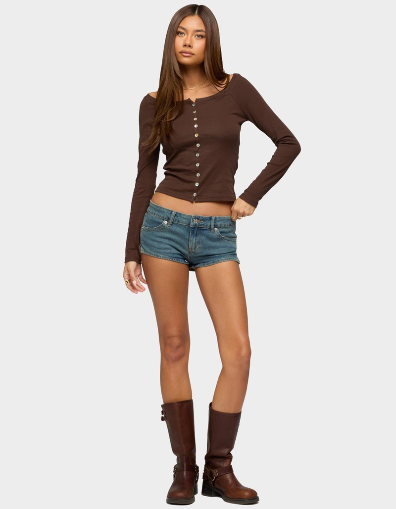 EDIKTED Cameo Boat Neck Button Up Top image number 3