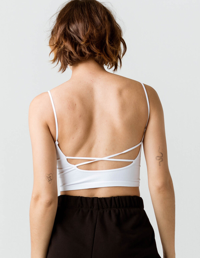FULL TILT Seamless Low Back Strappy White Bralette image number 2