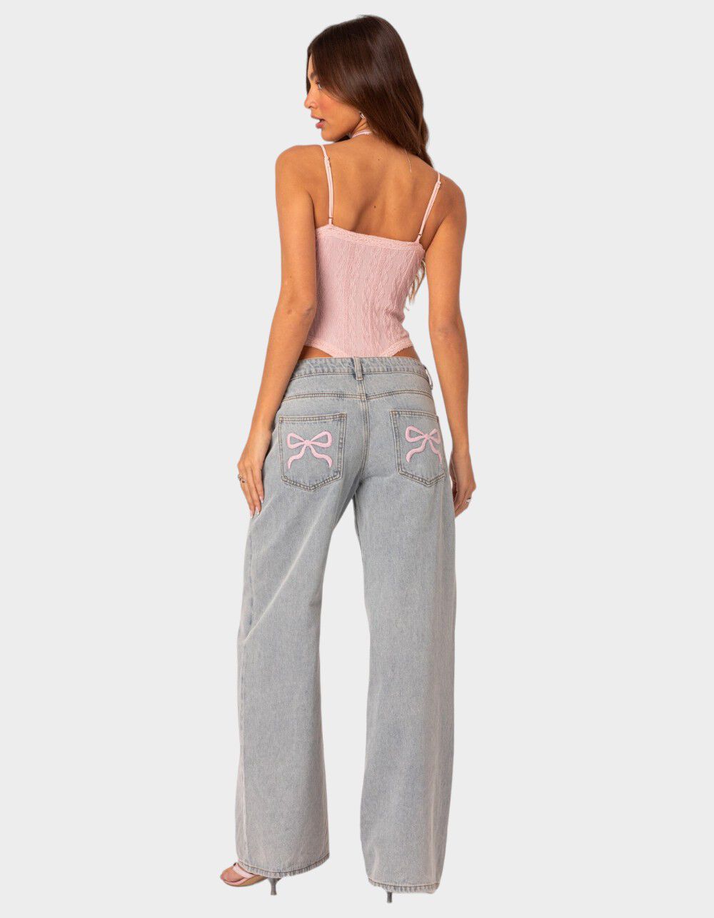 EDIKTED Bow Pocket Relaxed Jeans - LIGHT BLUE | Tillys