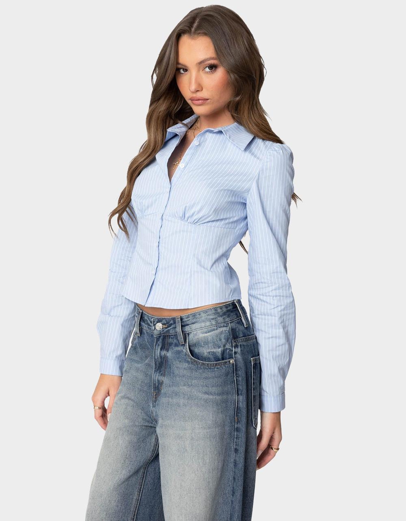 EDIKTED Tailored Pinstripe Button Up Shirt image number 2