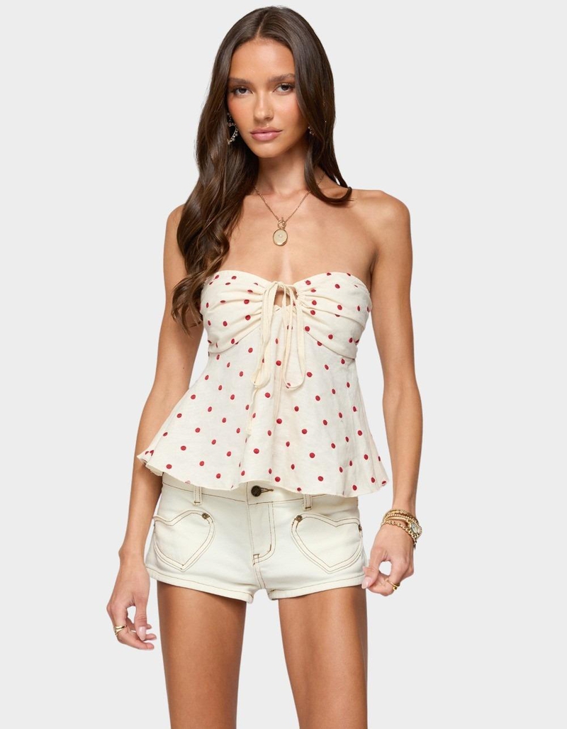 EDIKTED Izzey Polka Dot Strapless Babydoll Top image number 0