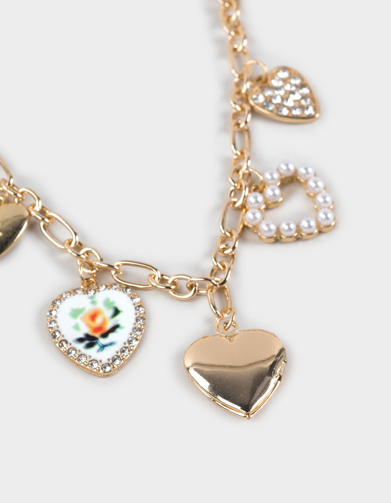 FULL TILT Multi Heart Charm Necklace image number 3