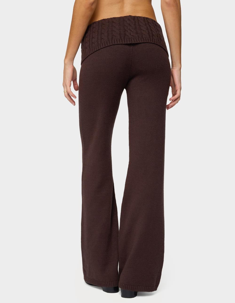EDIKTED Lula Cable Knit Foldover Pants image number 2