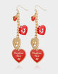 TRUE RELIGION Cascading Red Heart Linear Earrings image number 2
