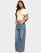 EDIKTED Buttoned Waist Low Rise Baggy Jeans image number 4