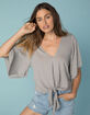 WEST OF MELROSE Ride Or Tie Light Gray Womens Tee image number 1