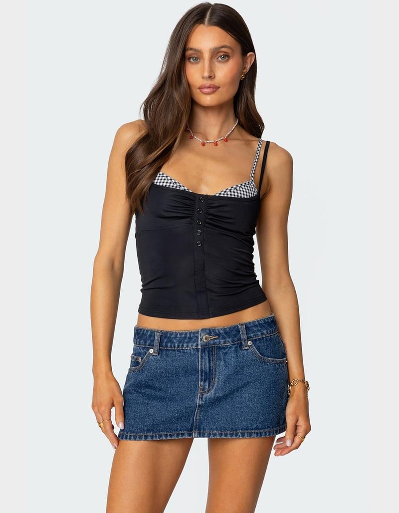 EDIKTED Gingham Layered Tank Top image number 0