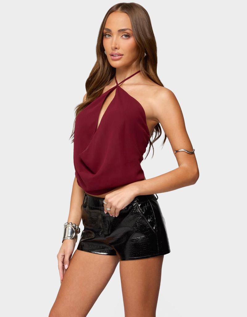 EDIKTED Chiffon Backless Cowl Neck Top image number 1