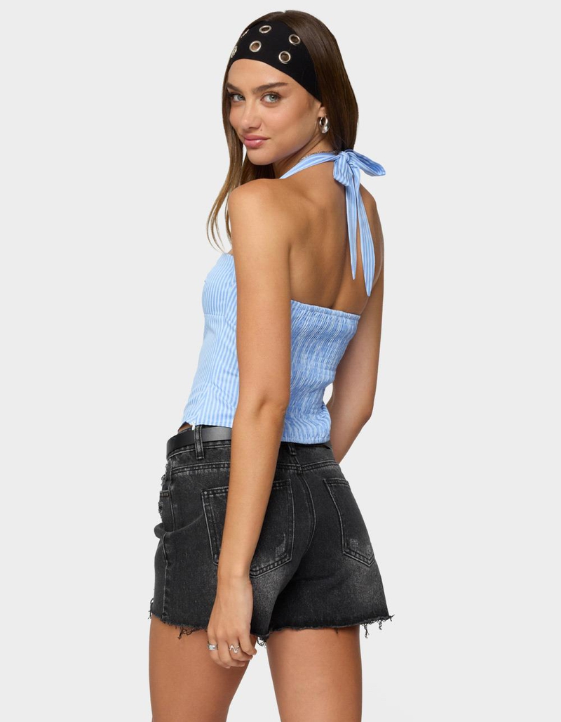 EDIKTED Caitie Striped Buckle Halter Top image number 2