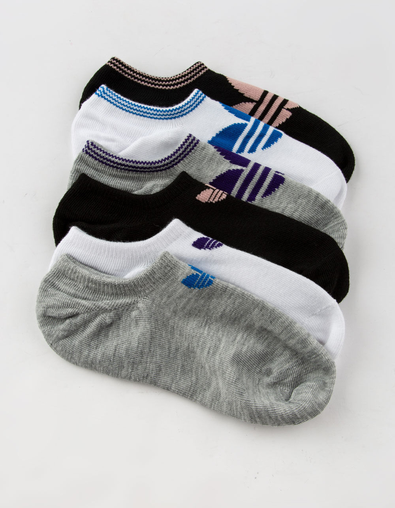 ADIDAS 6 Pack Originals Trefoil Black Womens No Show Socks image number 0