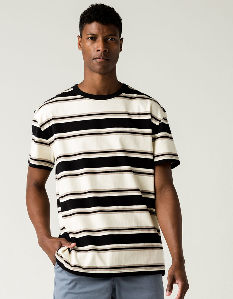 RSQ Oversized Striped Mens Black & White T-Shirt image number 4