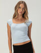 HEART & HIPS Womens Bubble Cap Sleeve Top image number 1