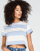 FULL TILT Rugby Stripe Womens Light Blue Crop Tee image number 1