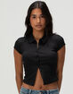RSQ Womens Button Front Polo Shirt image number 1
