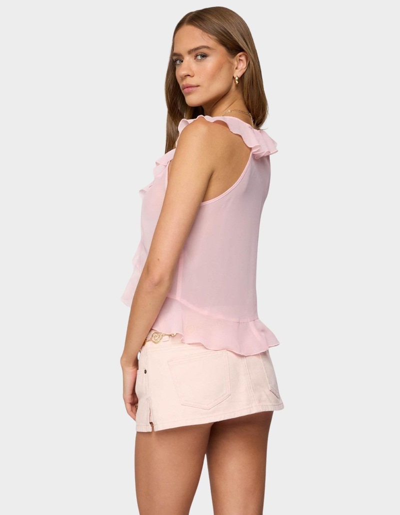 EDIKTED Roxan Ruffle Chiffon Tie Front Top image number 2