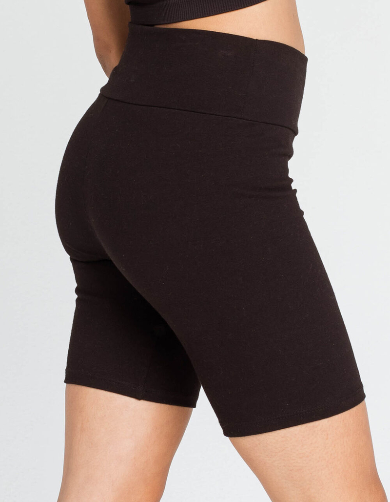 FULL TILT High Waisted Black Womens Biker Shorts image number 1