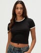 HEART & HIPS Womens Contrast Crewneck Tee image number 1