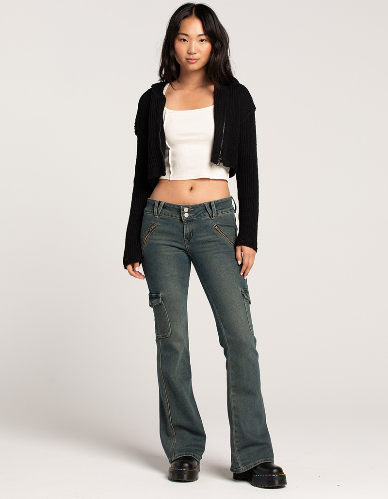 FULL TILT Destructed Zip-Up Womens Hoodie image number 3