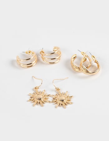 FULL TILT 3 Pack Sun Hoop Earrings Primary Image