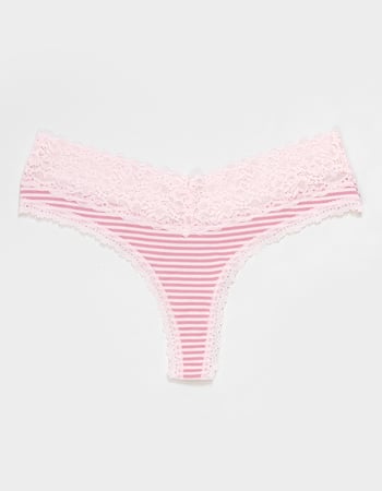 FULL TILT Stretch Cotton Lace Trim Thong Primary Image