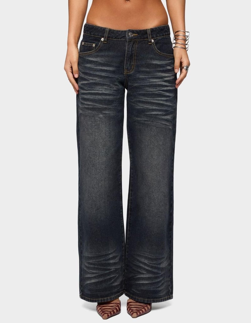 EDIKTED Magda Acid Wash Low Rise Baggy Jeans image number 0