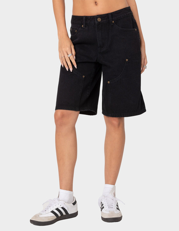 EDIKTED Jacqui Low Rise Denim Bermuda Shorts Primary Image