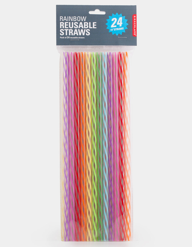 KIKKERLAND 24 Pack Rainbow Reusable Straws image number 0
