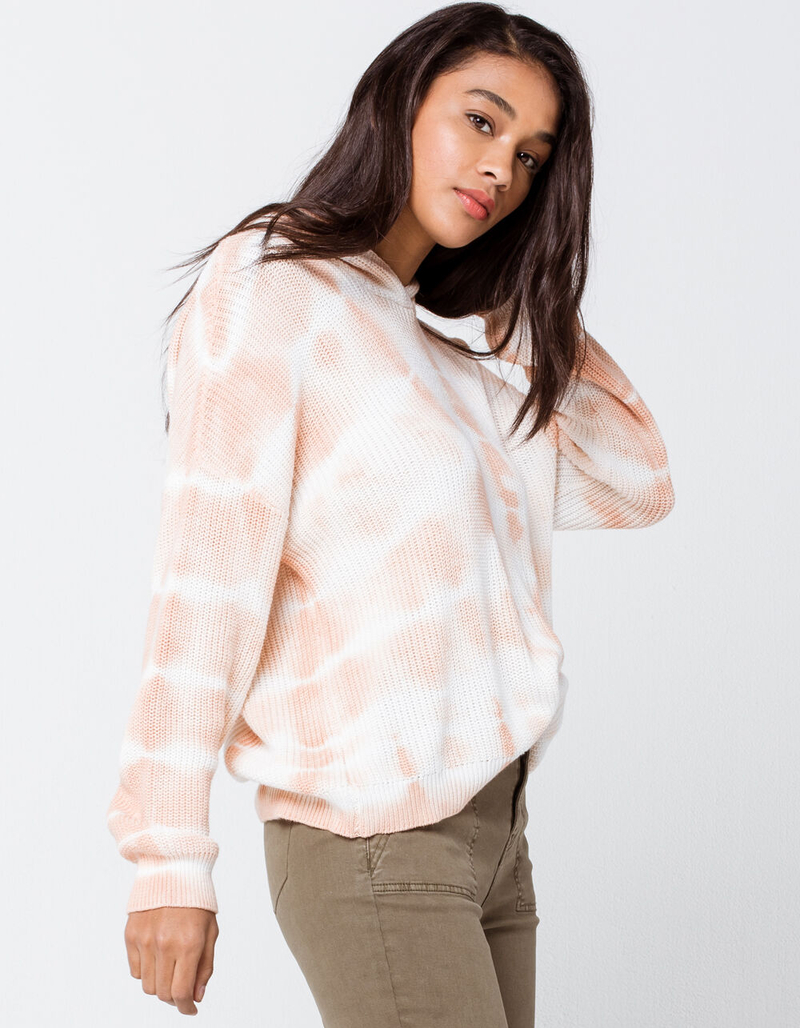 FULL TILT Tie Dye Peach Womens Hooded Sweater image number 1