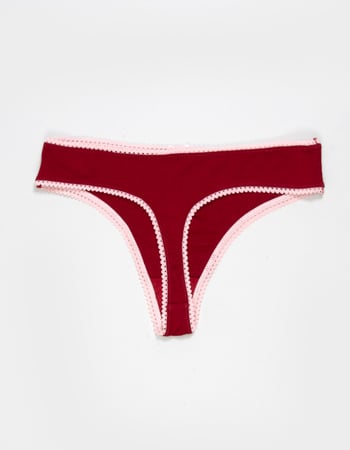 FULL TILT Bow Lace Trim Rib Thong Alternative Image