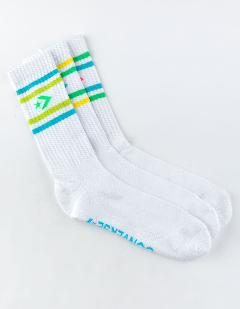 CONVERSE 3 Pack Stripe White Womens Crew Socks image number 0