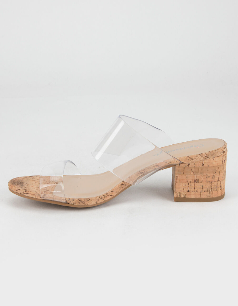CITY CLASSIFIED Clear Strap Womens Cork Block Heels image number 2