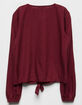 WHITE FAWN Button & Tie Front Burgundy Girls Top image number 2